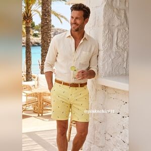 St. John's Bay Toucan Embroidered Light Yellow Temp Flex Flat Front Shorts